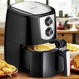 Heteluchtfriteuse - Airfryer - Gezond Koken - 360 Graden Systeem - 52 Liter - Zwart — thumbnail 1