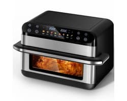 Saikefy Airfryer XXL - 11 L - 8Programma's - Dubbele Mand - Flexible Basket - Voor Pizza - Tot 8 Personen - Zilver
