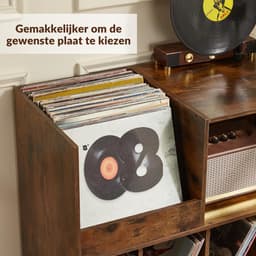 SNJY® Platenspeler Meubel - Platenspeler Kast - LP Houder - Platenhouder - 40,2D x 122B x 82,6H cm - Bruin — thumbnail 3