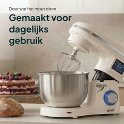 Keukenmachine - Mixer Kom - Bakken Deeg Maken - Krachtige Motor - 6.2L Kom - Creme — thumbnail 2