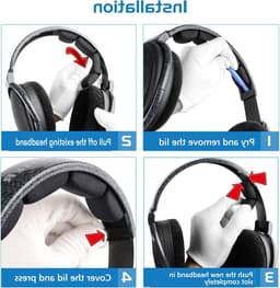 Comfortabele Hoofdband Kussen voor Sennheiser HD600, HD580, HD650 en HD660 S Hoofdtelefoons - Vervangende Kussens en Reparatie Onderdelen (Zwart) — thumbnail 4