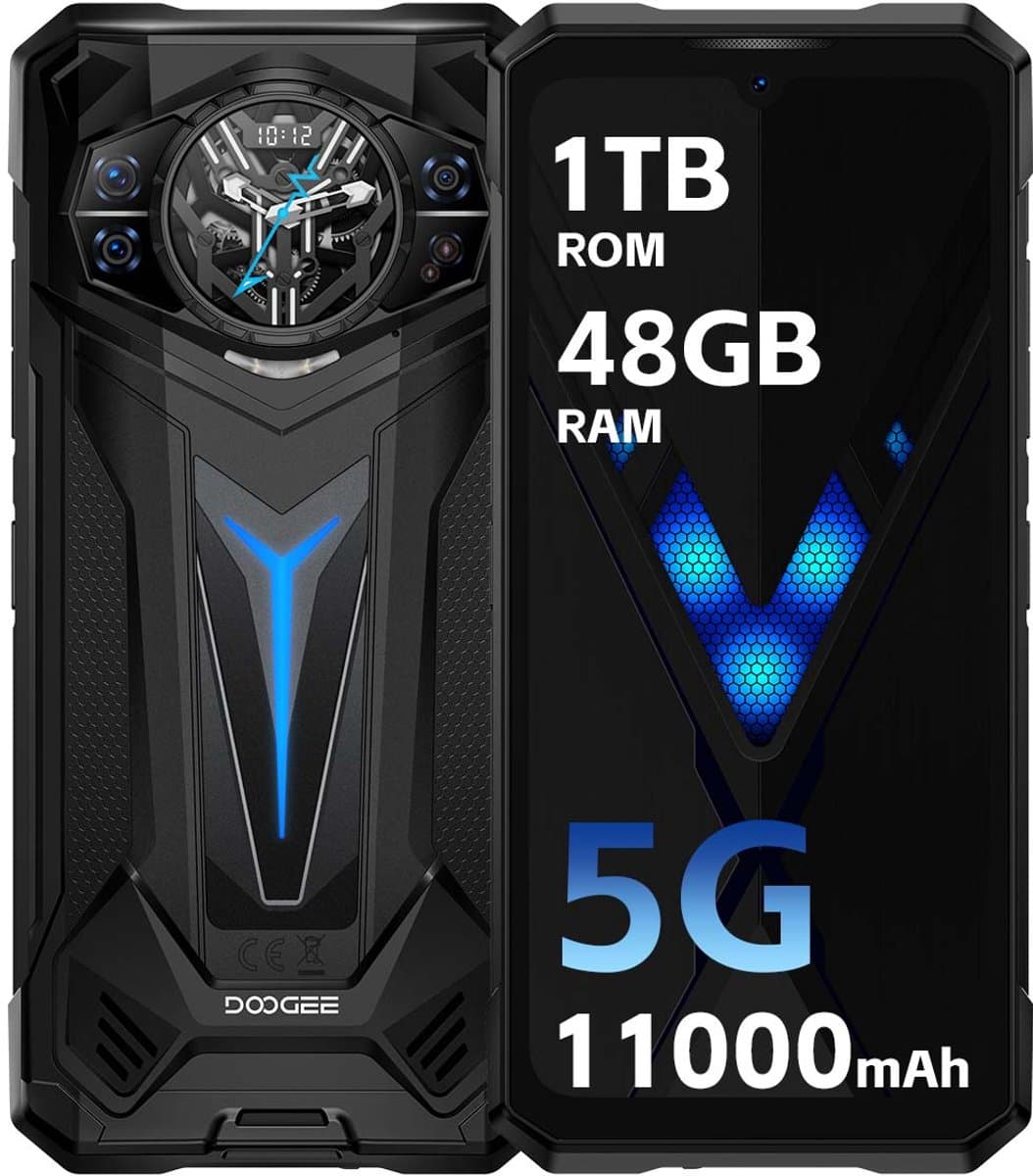 DOOGEE S200 Ultra Robuuste Smartphone 5G - 48GB RAM + 1TB ROM - 11000 mAh 66W - 6,72 inch FHD+ 120 Hz - 1,32 inch display achteraan - 100 MP + 32 MP + Nachtzicht - IP68/IP69K Outdoor Telefoon - NFC GPS - Zwart — afbeelding 1