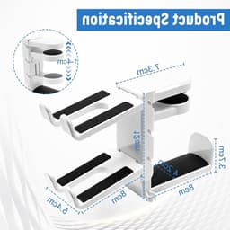 Hoofdtelefoonstandaard en Controllerhouder | 360° draaibare Headsethouder met Kabelorganizer | Universele Gaming-accessoires - Wit — thumbnail 5