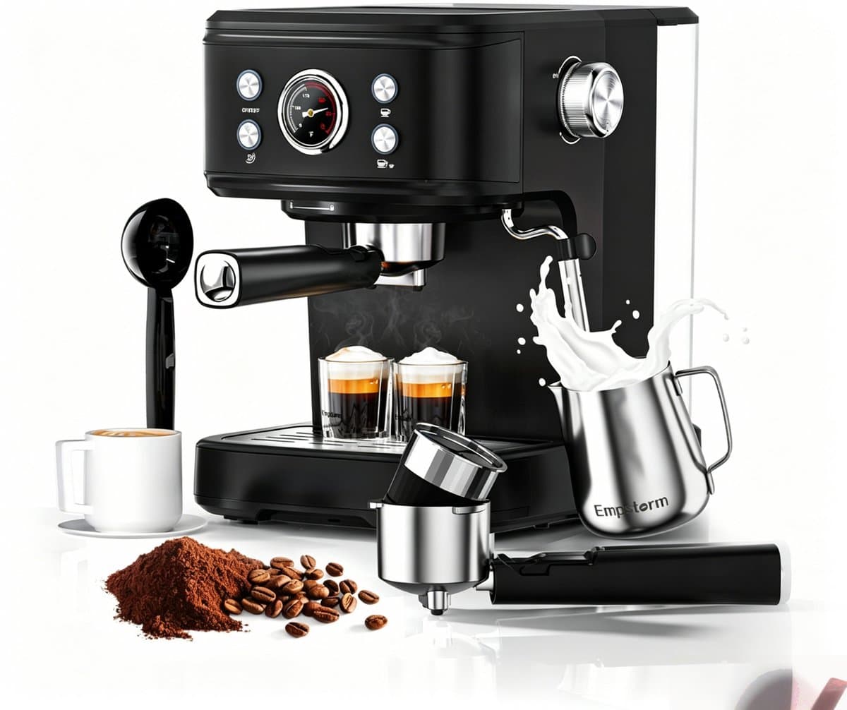 Volautomatische koffiemachines 2 in 1 huishoud koffiemaker - Capsule And Powder halfautomatische espressomachine - melkopschuimer- 20 bar druk- 1100W, voor cappuccino en latte macchiato thuis en kantoor — afbeelding 1