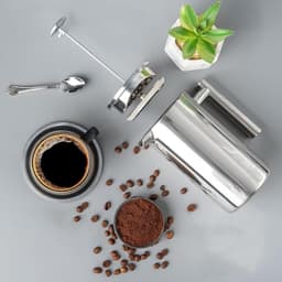 Franse koffiepers van 1 liter (34 oz), dubbelwandig roestvrij staal, met 3 filters en een schoonmaakborstel; geïsoleerde theemaker (350 ml) voor thuis, kamperen en reizen. — thumbnail 3