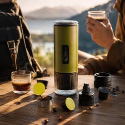 Jurrys koffiezetapparaat - Koffiemachine - Koffieapparaat - Koffiezetter - Draagbaar - Pads en poeder - Compact - 23×8 cm - Groen — thumbnail 3