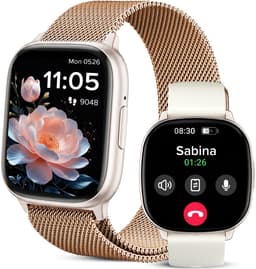 Avalue Smartwatch Dames & Heren - 1,8" AMOLED - Bluetooth Bellen - Hartslag & Bloedzuurstof - Slaaptracker - - Meerdere Sportmodi - Geschikt voor Android en iOS - Rose Gold en Wit — thumbnail 1