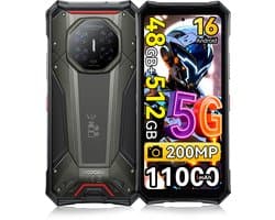 DOOGEE S300 PRO Robuuste smartphone 5G - 6.78 inch FHD+ 120Hz - 48GB RAM - 512GB ROM - 11000mAh 66W - Android 16 - 200MP+36MP Camera - Outdoor Smartphone IP68/IP69K - Dual Sim Telefoon - NFC GPS - Grijs