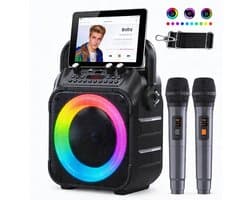 Karaoke Set met 2 Microfoons Draadloos & Krachtig Geluid - Karaoke Microfoon Bluetooth Speaker Met LED Verlichting - Karaoke Set voor Volwassenen Draagbaar & Compact Design – Ideaal Voor Feestjes en Thuisgebruik | Met Lichteffecten