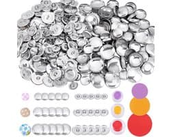 120 Stuks Ronde Knop Covers - Stof Bedekte Knoppen DIY, 3 Maten Knopdeksels met Platte Achterkanten en Gereedschap voor Creatieve Projecten