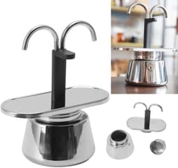 Dailygoods- Moka Pot Mini 2 Kops - RVS Koffiezetapparaat - Koffiepot voor Fornuis - Lichtgewicht en Compact - 100ML Inhoud - Gemakkelijk te Gebruiken - Koffiezetter — thumbnail 5