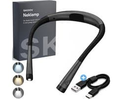 Skoov Nekleeslamp - Oplaadbaar - Leeslampje voor Boek - Voor in bed - Haakwerk - Neklampje - Oplaadbaar - 3 kleuren licht - 9 standen
