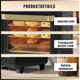 RVV® Heteluchtoven - Oven - Airfryer Oven - 10 Liter - Zwart - 32cm x 28cm x 30cm — thumbnail 8