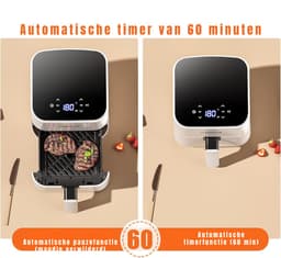 YOR® Mini airfryer - Airfryer - Airfryer klein - Wit - 26cm x 22cm x 28cm — thumbnail 6