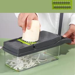 Groentehakker - Keukenmolen Snijmachine - Snel Ingrediënten Snijden - 6 Roestvrijstalen Messen - 335 x 125 x 10 cm - Groen — thumbnail 2