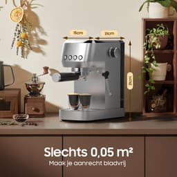 AIMASON CM1662 Italiaans Espressoapparaat 1350W - 20 bar Italiaanse hoge druk extractie - Professioneel melkopschuimsysteem - 1,3 liter watertank - Eenvoudig roestvrijstalen ontwerp - RVS — thumbnail 5