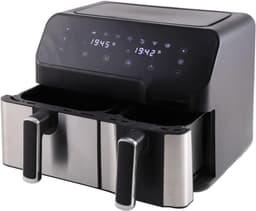 QIN® Dubbele Airfryer - Heteluchtfriteuse - Duo Airfryer - 9 L - Zwart - 35cm x 39cm x 31cm — thumbnail 1
