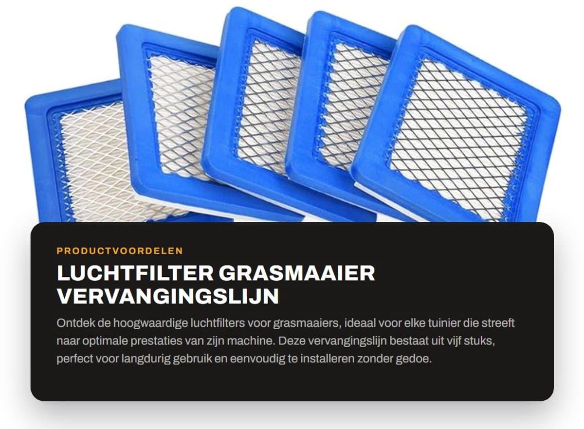 Dailygoods- Luchtfilter Hoogwaardige Vervangingsset - 5 Stuks - Eenvoudige Installatie - Geschikt voor 491588/491588S/399959 - Afmetingen 13,2 x 11,3 x 2 cm - Hoge Kwaliteit - Grasmaaierfilter — afbeelding 1