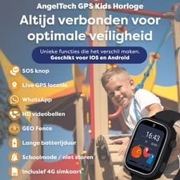 AngelTech Ultra GPS Horloge Kind Met Simkaart 4G – SOS knop – Smartwatch Kinderen – Whatsapp - HD Camera en Videobellen – Smartwatch Kind – GPS Tracker Kind – Smartwatch Kids - Elke polsmaat - Zwart — thumbnail 6