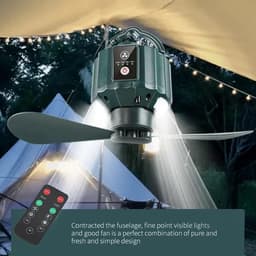 Camping Ventilator - Draagbare Fan - Kamperen Buiten - Oplaadbaar Met Afstandsbediening - 10400 mAh - Wit — thumbnail 3