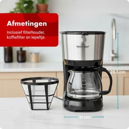 Swiss Haus® CM2212 Koffiezetapparaat – Filterkoffie - 1.25L Glazen Kan – 750W – Anti-Drup – Herbruikbaar Filter – Warmhoudfunctie – 10 Koppen - Zwart/RVS — thumbnail 4