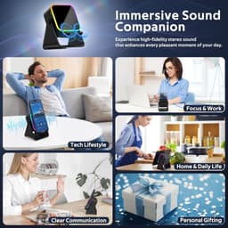 Inductie Speaker met Telefoonhouder – Bluetooth Luidspreker – Draadloze Smartphone Versterker – Compact & Multifunctioneel – Voor Bureau, Thuis & Reizen — thumbnail 4