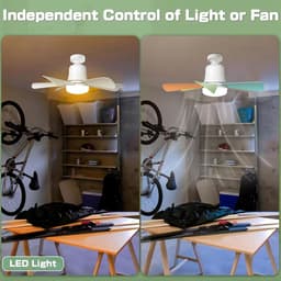 Plafondventilator E27 met Verlichting – Ventilatorlamp met Afstandsbediening – Compact & Stil – LED Lamp met Koelfunctie voor Slaapkamer & Woonkamer — thumbnail 3