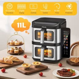 Heteluchtfriteuse – Airfryer – Friteuse – Luchtfriteuse – Digitale Oven – 11 Liter Capaciteit – Dubbele Mand met Cook & Sync Systeem — thumbnail 10