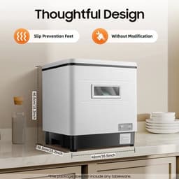 Vaatwasser - Vrijstaand - Slimme tafel-vaatwasser - Bestekmandje - voor thuiskeuken - Draagbaar - Aanrecht - Automatische vaatwasser - 220V - 1500W - Capaciteit 41-60L - Wit — thumbnail 5