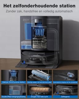 ECOVACS DEEBOT X12 OmniCyclone Robotstofzuiger – FocusJet 46.000 Pa vlekbehandeling – Herbruikbare stofbak – PowerBoost snelladen– 22.000 Pa zuigkracht – OZMO Roller 3.0 – ZeroTangle 4.0 – AIVI 3D 4.0 – 75°C heet water – 1.000 m² — thumbnail 2