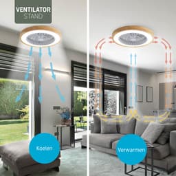 Varin® Plafondventilator met verlichting - Licht hout - Tuya Wifi - LED RGBW - Ø 50cm - Super stil - Afstandsbediening smart lamp - Plafondlamp slaapkamer - Plafonniere woonkamer - Plafondlampen - Plafond lamp - Verlichting kinderkamer - Ventilator — thumbnail 3
