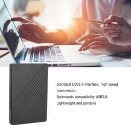 Externe Harde Schijf - Draagbare Opslag - Bestanden Opslaan - Snelle USB 3.0 - 2TB Capaciteit - Zwart — thumbnail 3