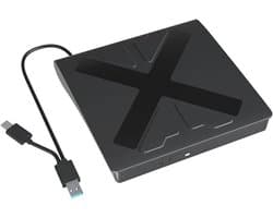 Externe DVD Brander - Draagbare Lezer - Bestanden Archiveren - USB 3.0 Type C - 2 MB Cache - Zwart