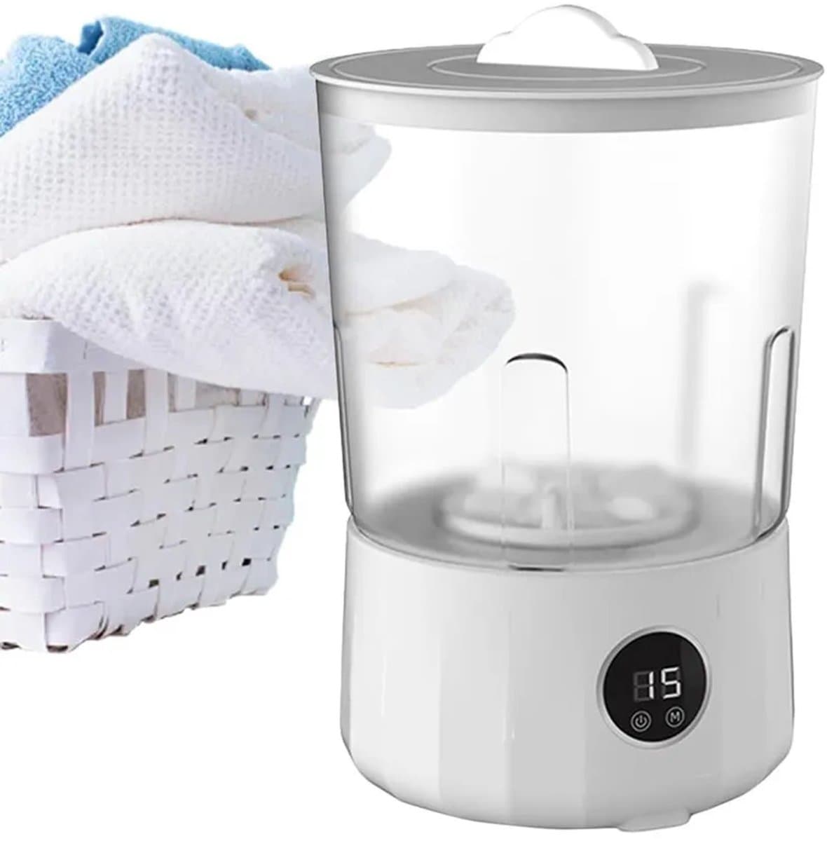 Mini-wasmachine, 1,5 liter wasmachine voor buiten, 3 wasprogramma's, oplaadbare sokkenwasmachine, geschikt voor thuis, op reis en in studentenkamers. — afbeelding 1