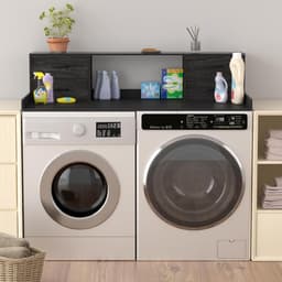 Wasmachine en Droger Meubel - Opzetstuk Wasdroger - Wasruimte Organiseren - Met Lades en Plank — thumbnail 3
