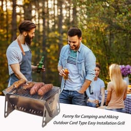 Draagbare Barbecue - Houtskool Barbecue - Met Opbergzak - Opvouwbare Barbecue - RVS - 28,5 x 18,5 x 13 cm - Draagbare Houtskool Grill met rooster - Barbecue Smoker - Houtskool BBQ - Voor Picknick, Kamperen en Buitenactiviteiten - Festival BBQ — thumbnail 4