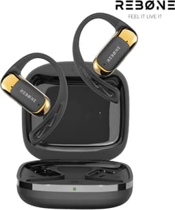 REBØNE® AERO Sport Oortjes - Oordopjes Draadloos - Bone Conduction Headphone - Open ear - Earbuds Wireless - Draadloze Koptelefoons - Bluetooth Koptelefoon - USB C - Waterdicht - Zwart / Goud — thumbnail 1