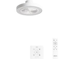 CREATE - Stille plafondventilator 40W Ø50 cm met verborgen bladen en LED-verlichting - S - Met licht - Controller voor wandmontage - WIND CLEAR EASY