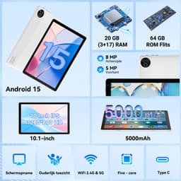Hotlight MB1001 - Android 13 Tablet - 10.1 inch - 6(3+3)GB RAM/64GB ROM– 5000mAh - Grijs — thumbnail 8