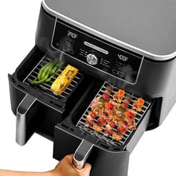 Airfryer Accessoires Set - Luchtfriteuse Manden - Sneller Koken - Roestvrij Staal & Siliconen - 8L Compatibel - Zilver — thumbnail 2