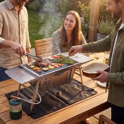 Camping BBQ gas en houtskool (2in1) kleine opvouwbare en draagbare mini barbecue - tafel BBQ / tafelbarbecue - gasbarbecue tafelmodel — thumbnail 4