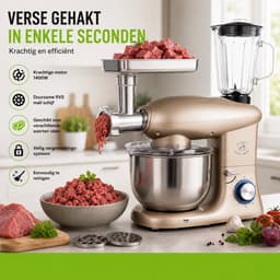 Royal Swiss® Keukenmachine – Keukenrobot 1400W – 6Liter – RVS Mengkom – 6 Snelheden met Pulse – Keukenmixer — thumbnail 3