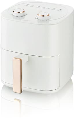 Compacte airfryer van 6 liter met 7 menu opties instelbare timer en temperatuurregeling roestvrijstalen frituurmand met antiaanbaklaag wit — thumbnail 2