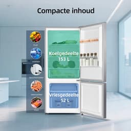 CHiQ JR205LSE Koel-vriescombinatie – 205L – Energieklasse E – Zilver – Vrijstaand – Compacte Koelkast met Vriesvak — thumbnail 5