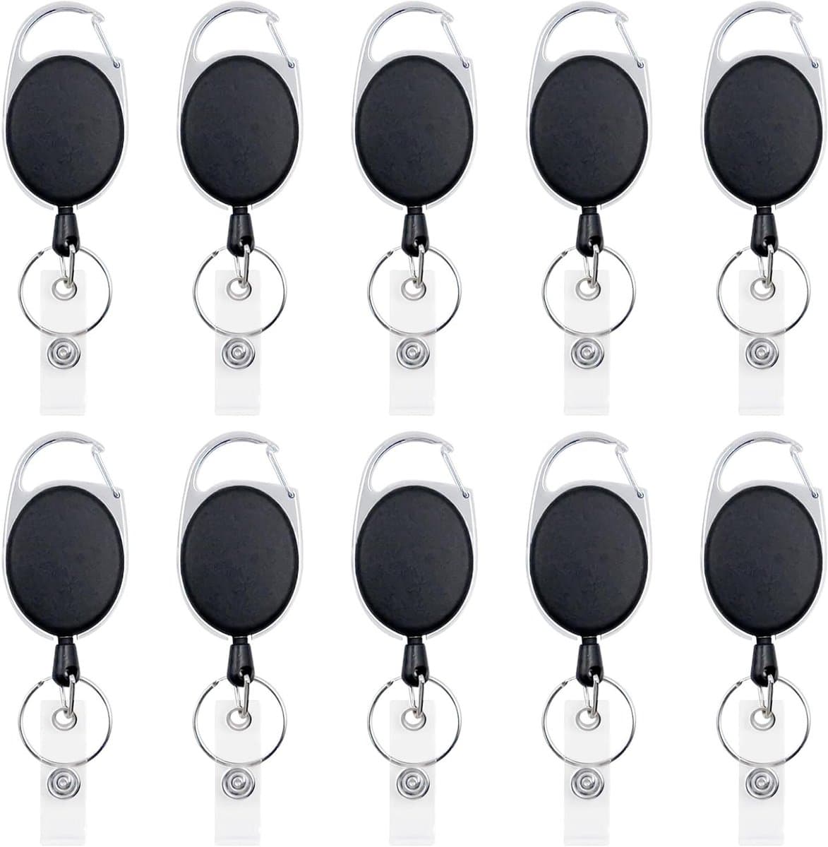 Retractable ID Kaarthouder met Carabiner Sleutelhanger - 10 Stuks voor Kantoor en Winkel, Handig en Duurzaam — afbeelding 1