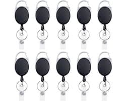 Retractable ID Kaarthouder met Carabiner Sleutelhanger - 10 Stuks voor Kantoor en Winkel, Handig en Duurzaam