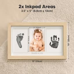 Fotolijst voor poot- en handafdrukken – Inktkussentje voor baby's – DIY-lijst voor hand- en voetafdrukken – Aandenken aan de eerste verjaardag – Herinneringsset voor hand- en voetafdrukken – Inktkussentje en afdruklijst pasgeborenen – 20x32,8x1,8cm — thumbnail 4