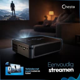Chesto Beamer Full HD PRO Android (8K-Ondersteuning) - 12.000 lumen - Dolby Audio - Autofocus - Inclusief draagtas - Streamen vanaf je telefoon met wifi — thumbnail 3