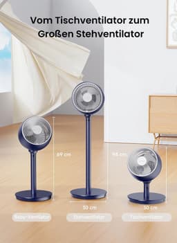 Stille Ventilator - Luchtcirculator - Zomerse Koelte - 12 Snelheden - 100 cm Hoog - Blauw — thumbnail 5