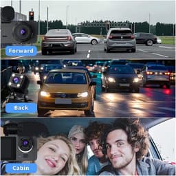 Auto DVR Recorder - Dashcam Voertuig - Verkeersveiligheid Monitoren - 3 Kanalen Opname - 1080P - Zwart — thumbnail 3